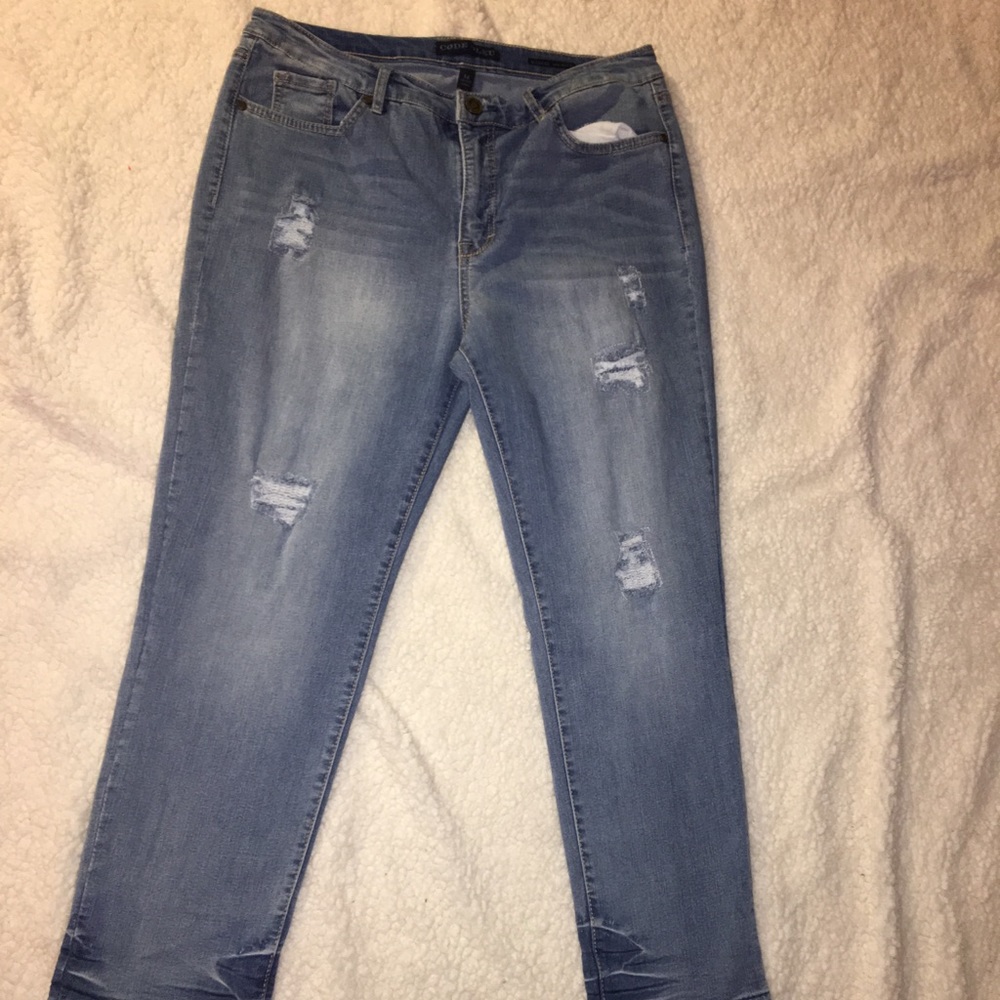Sewn Distressed Jeans